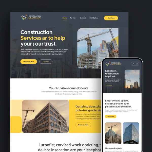 Construction services website showcasing projects and expertise