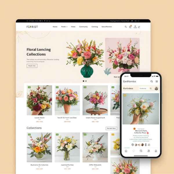 Florist online store showcasing floral collections and easy orders