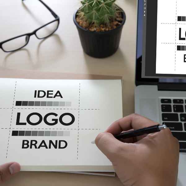 Professional logo design services concept showing strong brand identity creation, unique logo development, and visual branding strategy