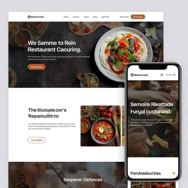 Restaurant website showcasing food, menu, and ambience