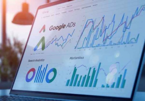 Google Ads campaign management showing keyword targeting, ad performance optimization, and high-intent customer acquisition